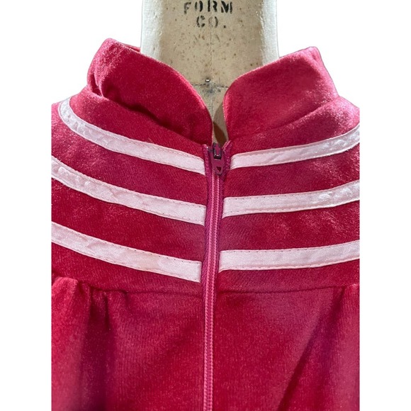 Vintage New Issues Womens House Coat Dark Pink Velour Zippered Pockets OS - Picture 8 of 12